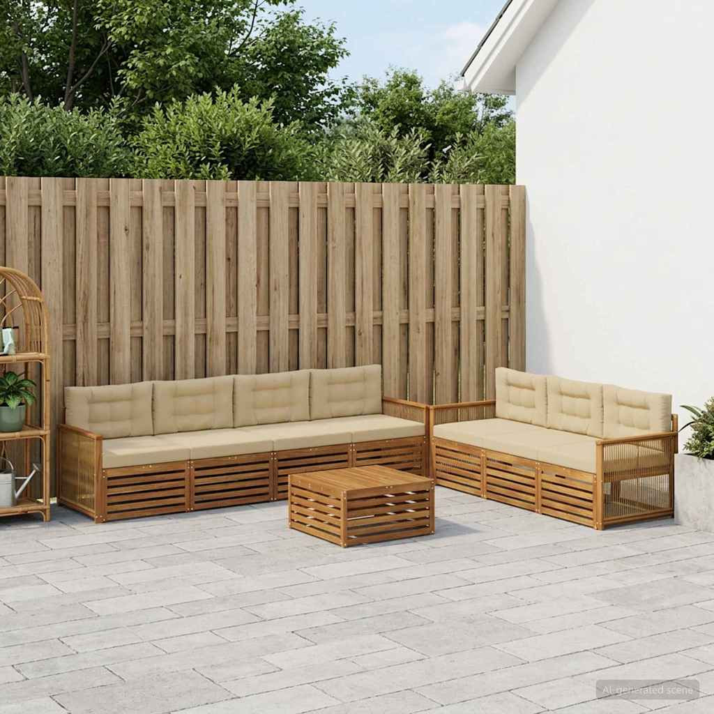 vidaXL Outdoor-Sofagarnitur mit Kissen 8 pcs Natur und Beige