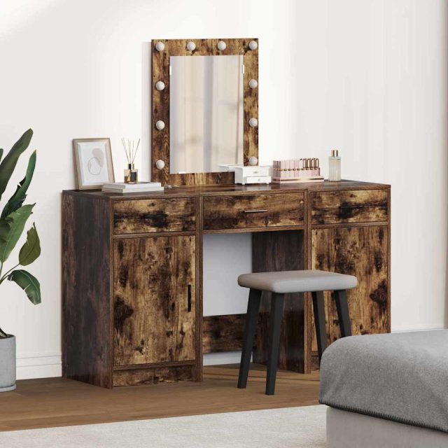 vidaXL Schminktisch mit Speicher Braun 50 x 41 x 135 cm Holzwerkstoff