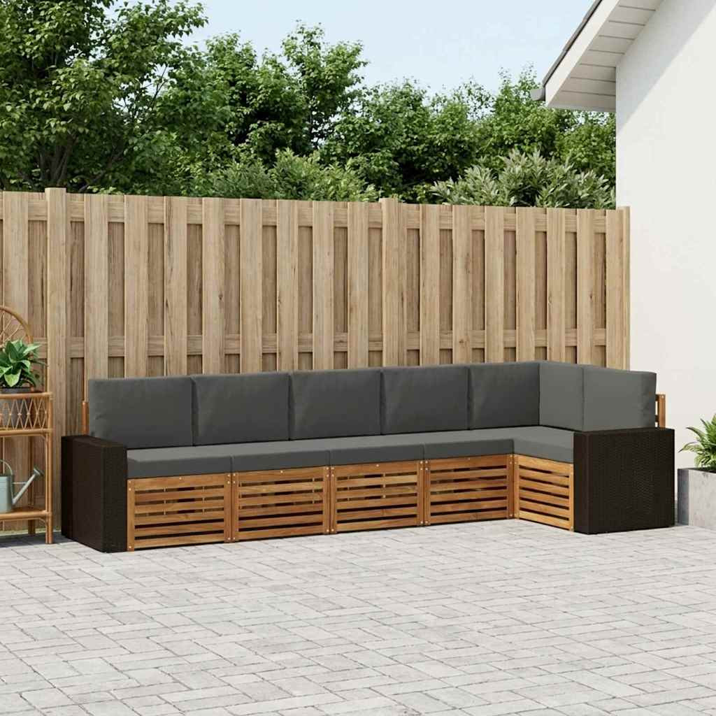 vidaXL Ecksofa Set 6 pcs Natur und Anthrazit Massivholz Akazie