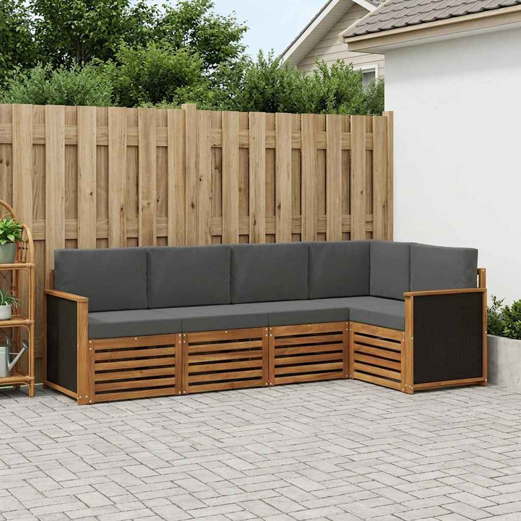 vidaXL Ecksofa Set mit Kissen 4 pcs Natur und Anthrazit