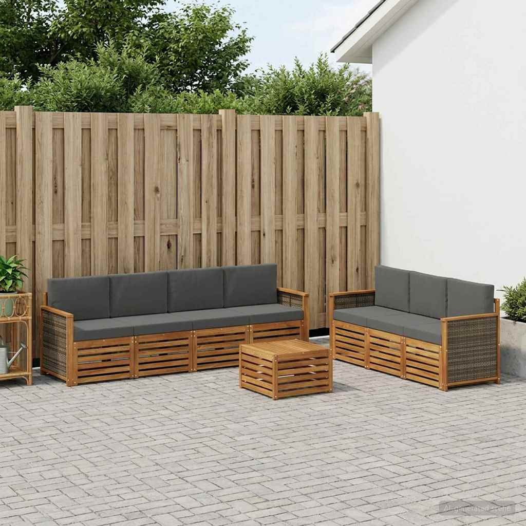vidaXL Sofagarnituren mit Kissen 8 pcs Massivholz Akazie