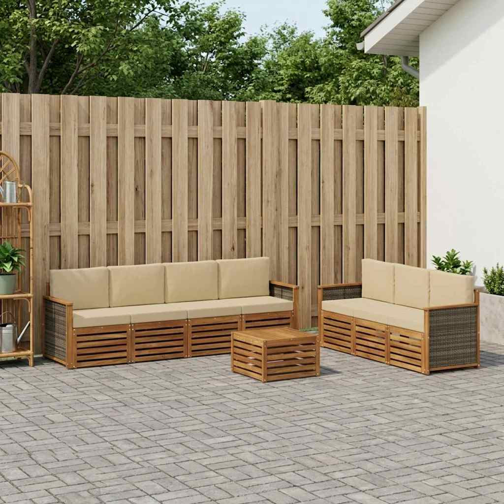 vidaXL Sofagarnituren mit Kissen 8 pcs Massivholz Akazie