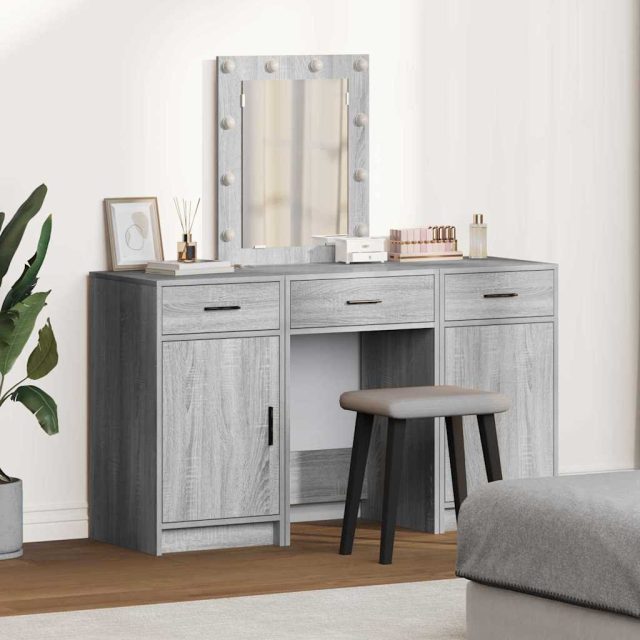 vidaXL Schminktisch mit Schubladen Grau 50 x 41 x 135 cm Holzwerkstoff
