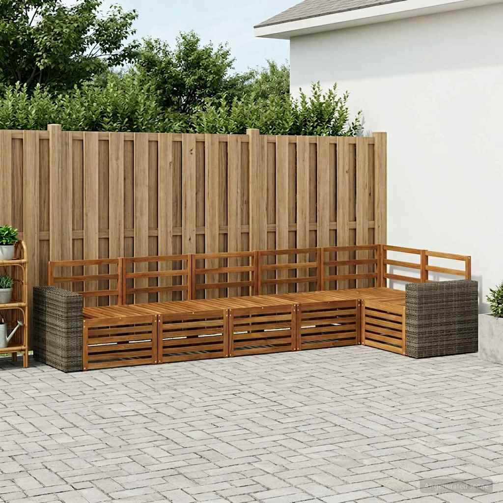 vidaXL Ecksofa Set 6 pcs Natur Massivholz Akazie