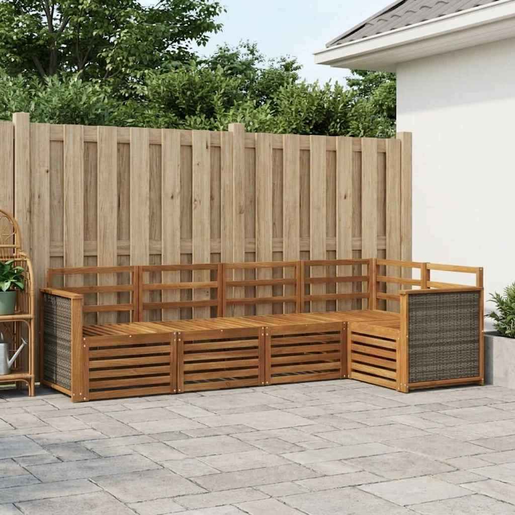 vidaXL Ecksofa Set 4 pcs Natur Massivholz Akazie