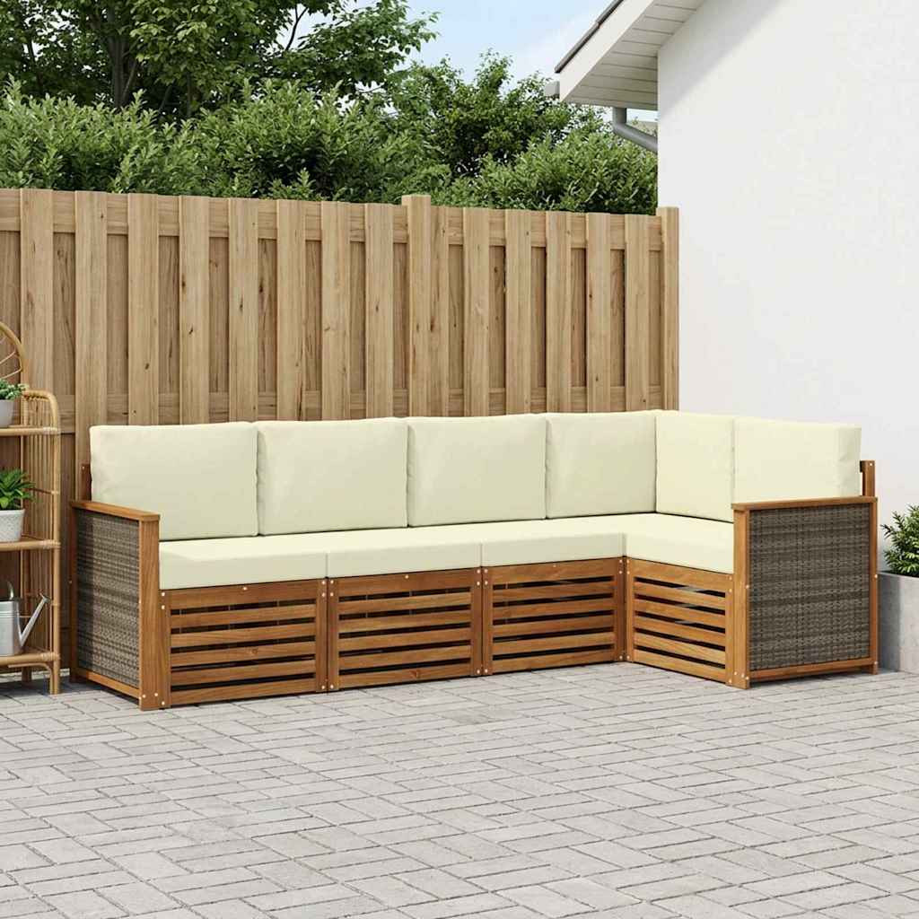 vidaXL Ecksofa Set mit Kissen 4 pcs Natur und Creme
