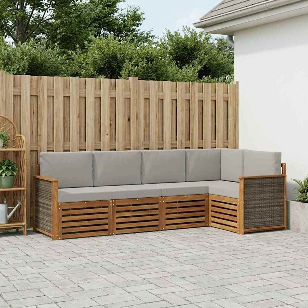 vidaXL Ecksofa Set mit Kissen 4 pcs Natürlich und Hellgrau