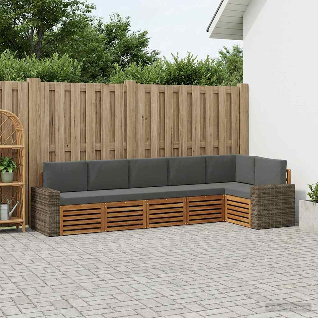 vidaXL Ecksofa Set 6 pcs Natur und Anthrazit Massivholz Akazie