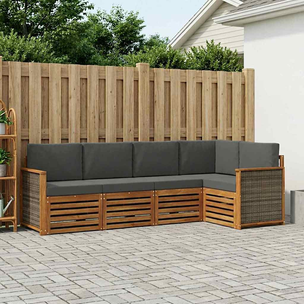 vidaXL Ecksofa Set mit Kissen 4 pcs Natur und Anthrazit