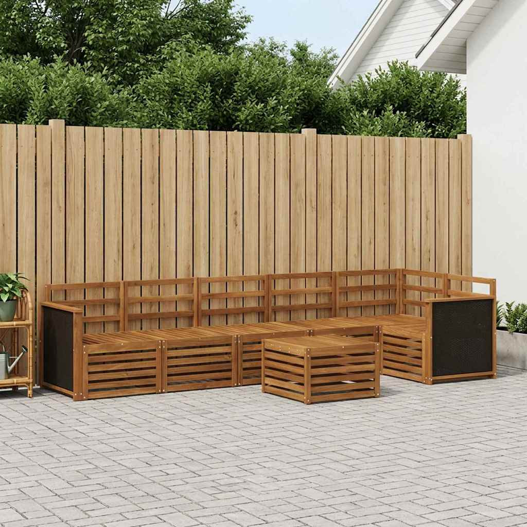 vidaXL Ecksofa Set 6 pcs Natur Massivholz Akazie