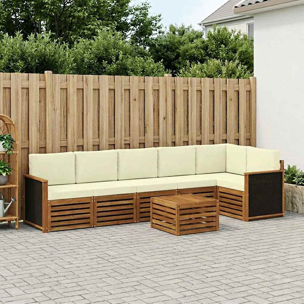 vidaXL Ecksofa Set mit Kissen 6 pcs Natur und Creme