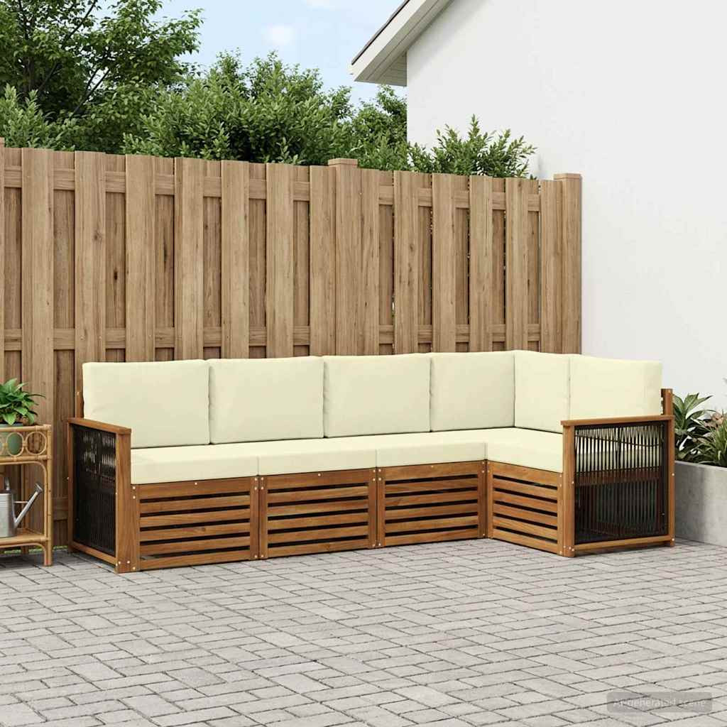 vidaXL Ecksofa Set mit Kissen 4 pcs Natur und Creme