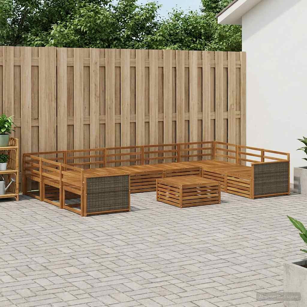 vidaXL Outdoor-Sofagarnitur 10 pcs Natur Massivholz Akazie
