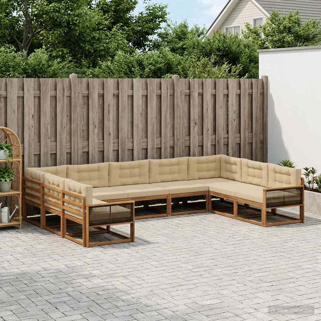 vidaXL Outdoor-Sofagarnitur mit Kissen 9 pcs Natur und Beige