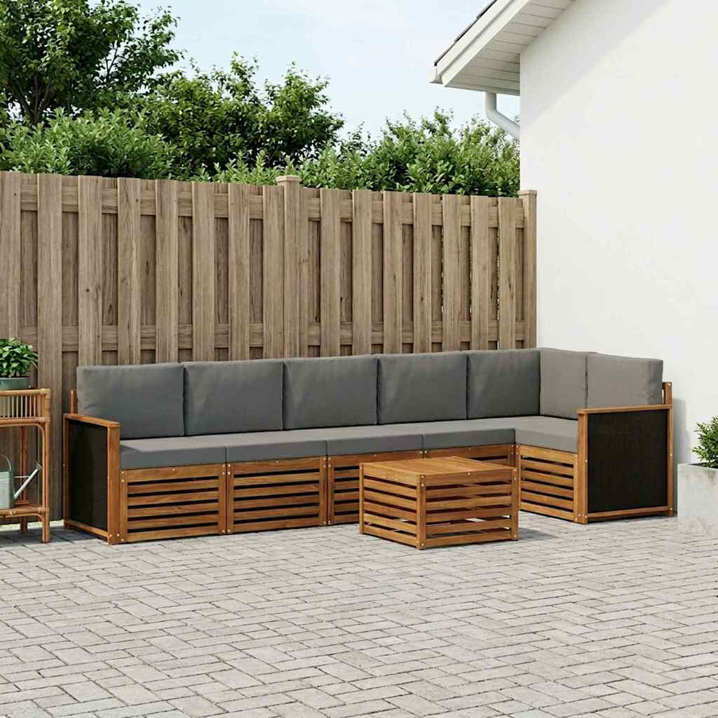 vidaXL Ecksofa Set mit Kissen 6 pcs Natürlich und Hellgrau