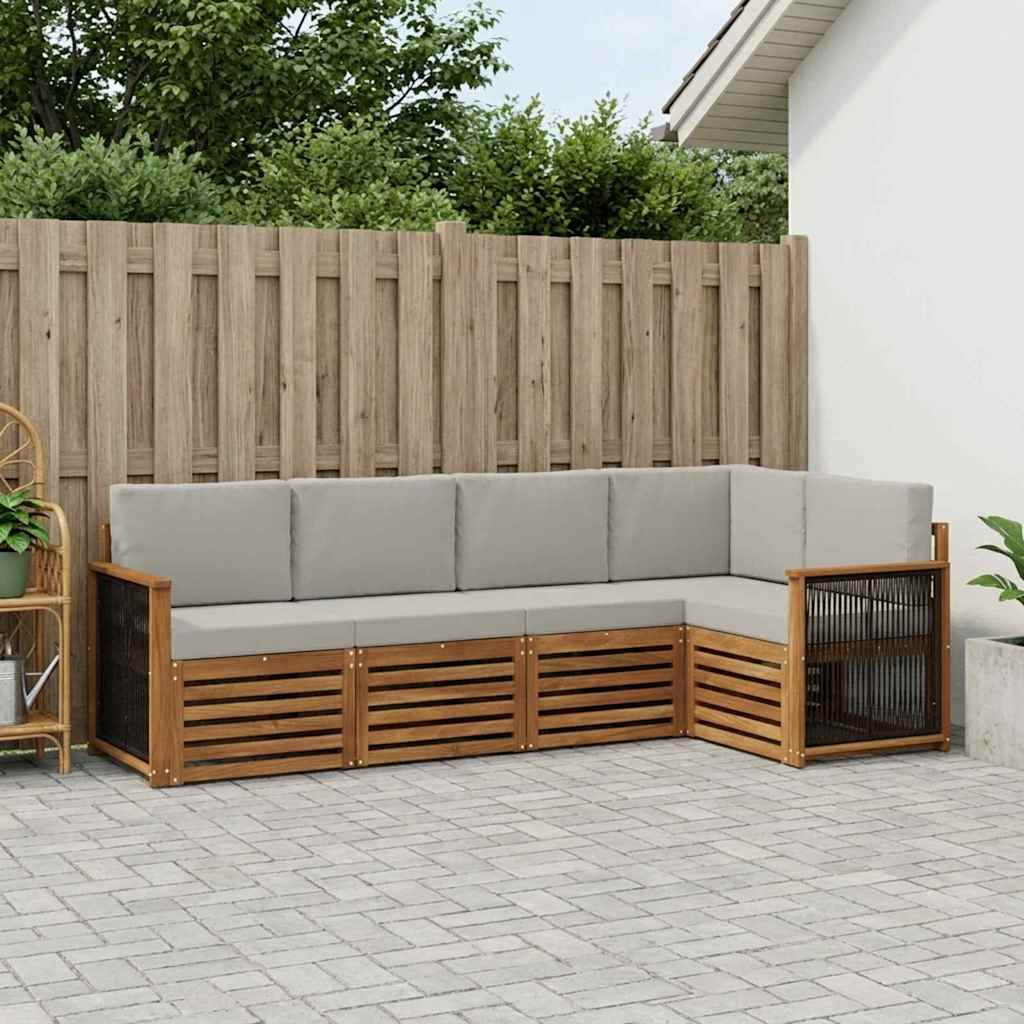 vidaXL Ecksofa Set mit Kissen 4 pcs Natürlich und Hellgrau