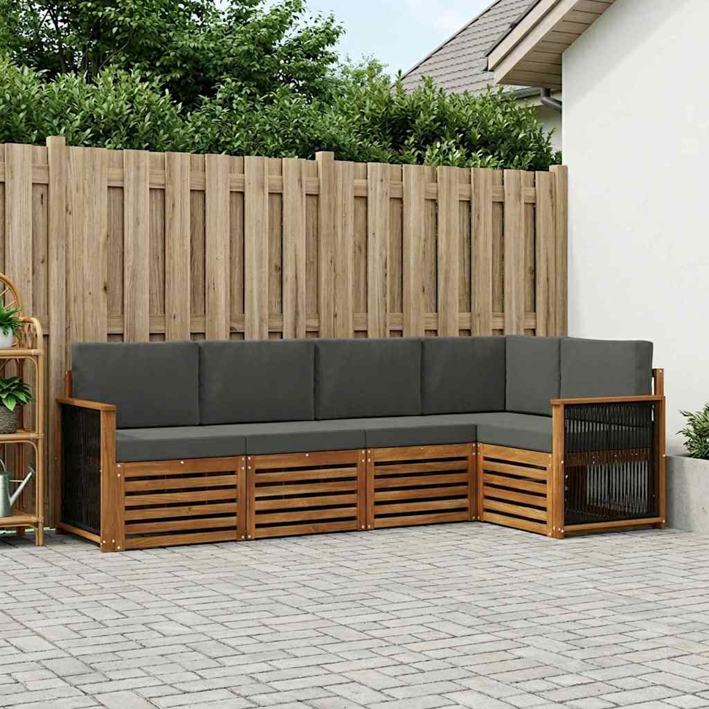 vidaXL Ecksofa Set mit Kissen 4 pcs Natur und Anthrazit