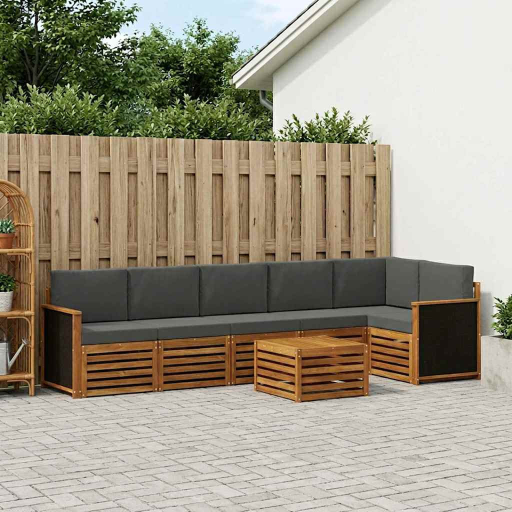 vidaXL Ecksofa Set mit Kissen 6 pcs Natur und Anthrazit