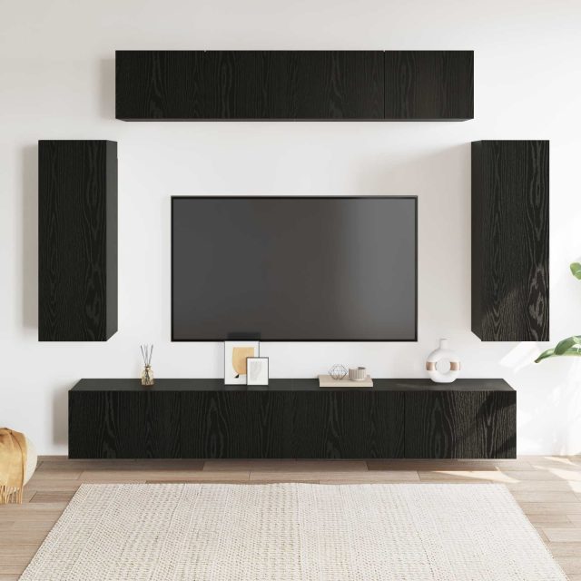 vidaXL TV-Schrankset 6 pcs Schwarz Eichen-Optik 100 x 30 x 30 cm