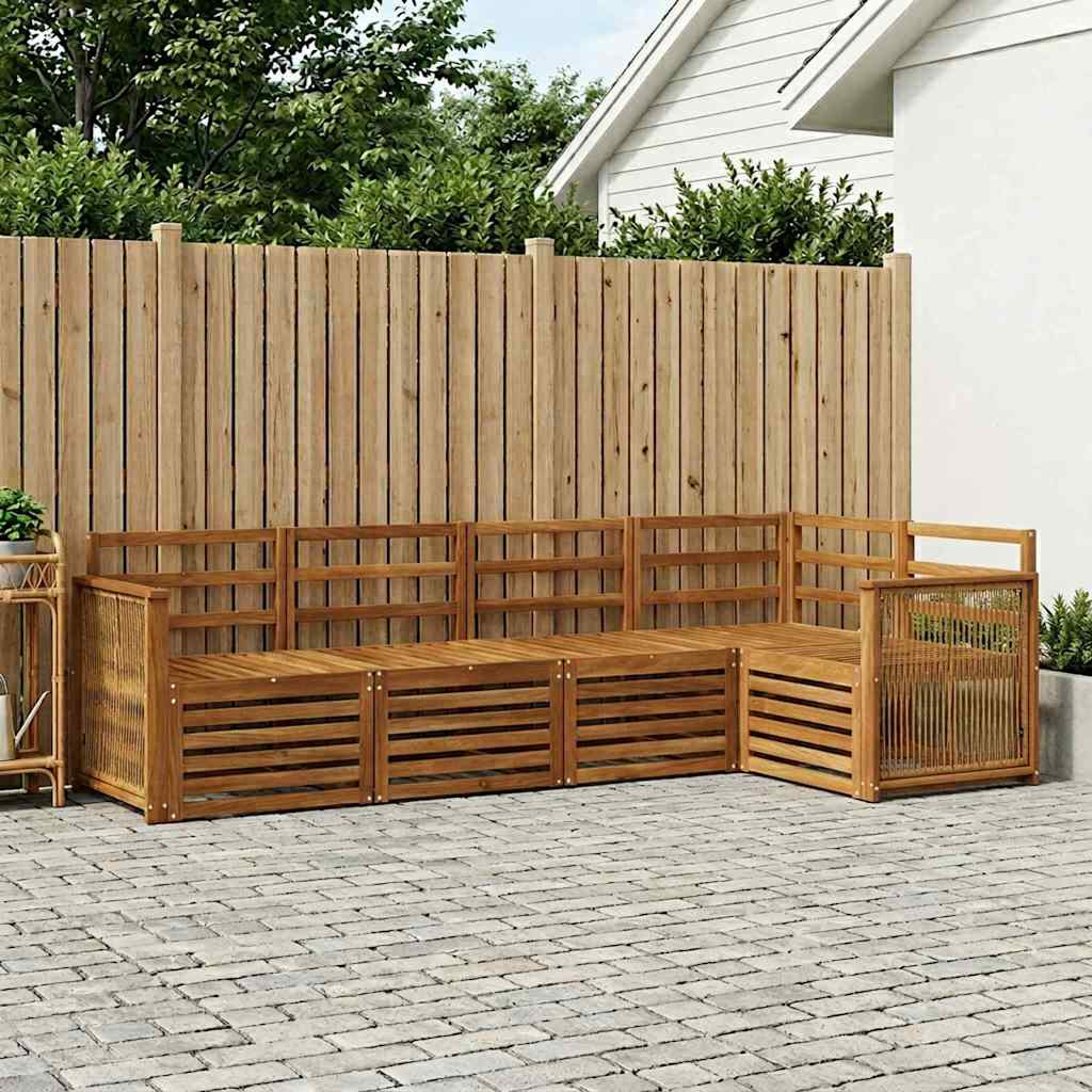 vidaXL Ecksofa Set 4 pcs Natur Massivholz Akazie