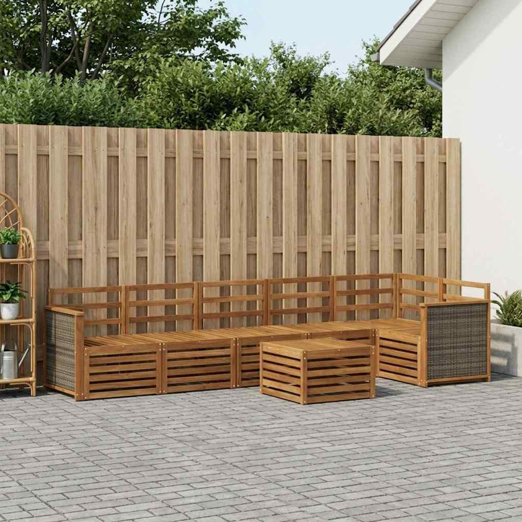vidaXL Ecksofa Set 6 pcs Natur Massivholz Akazie