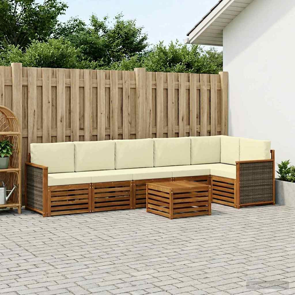 vidaXL Ecksofa Set mit Kissen 6 pcs Natur und Creme