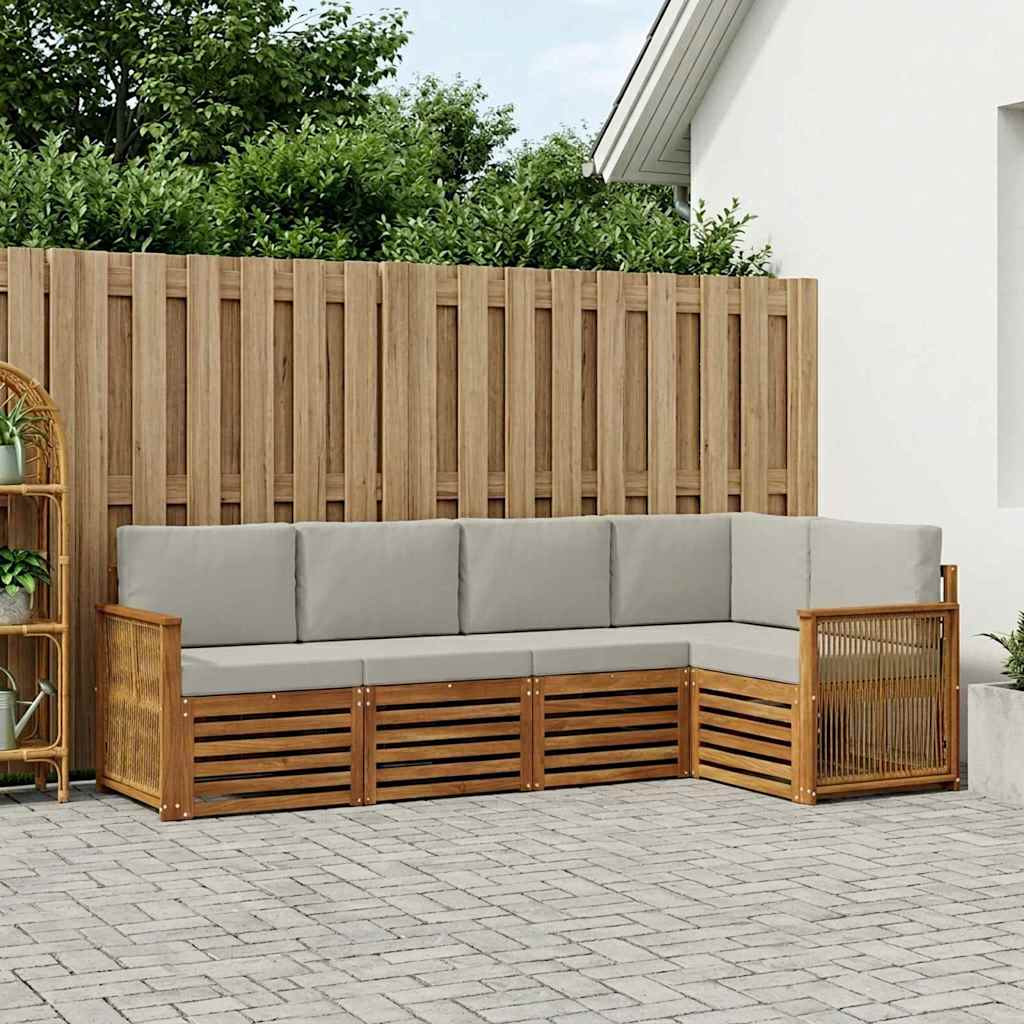 vidaXL Ecksofa Set mit Kissen 4 pcs Natürlich und Hellgrau