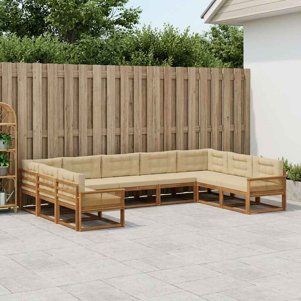 vidaXL Outdoor-Sofagarnitur mit Kissen 9 pcs Natur und Beige