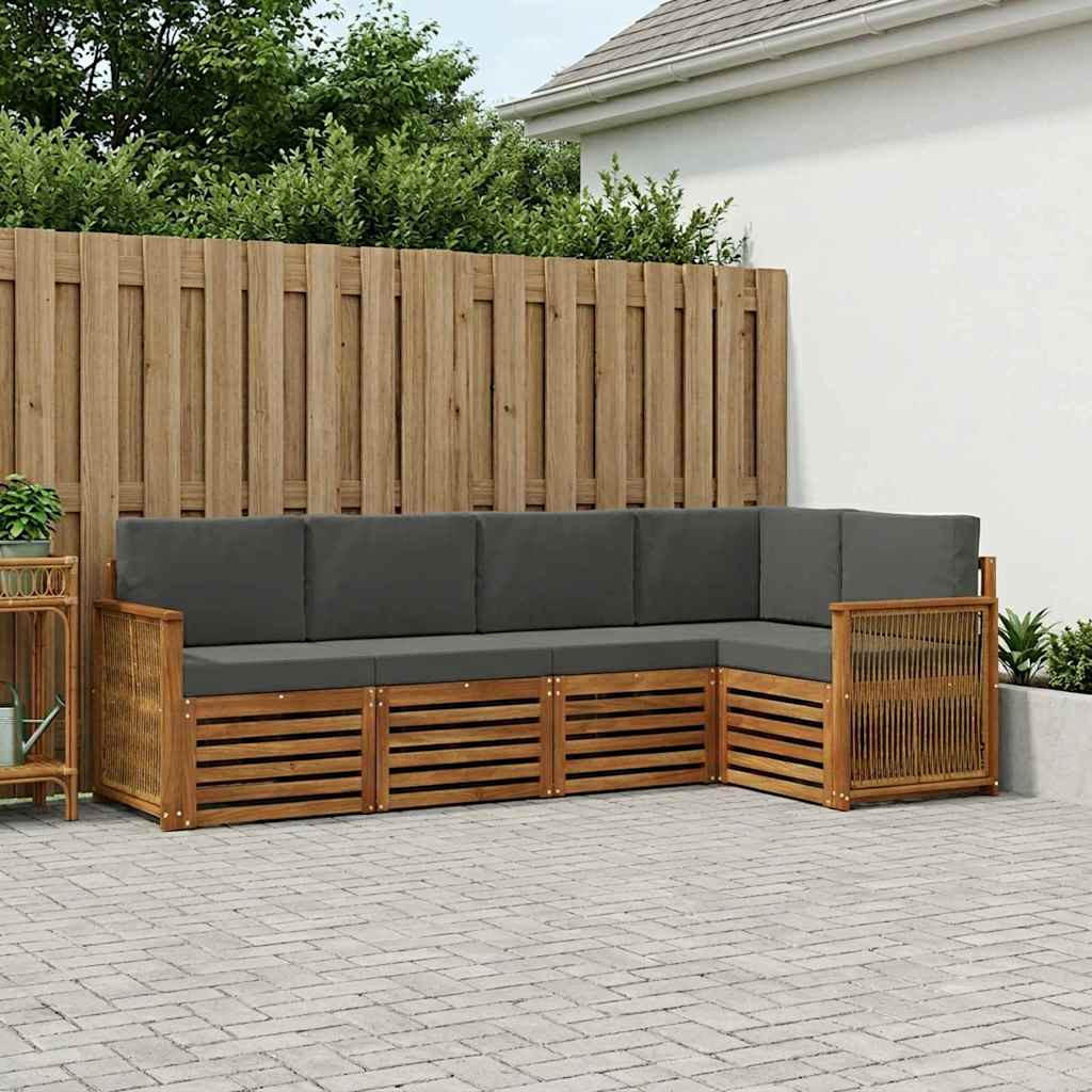 vidaXL Ecksofa Set mit Kissen 4 pcs Natur und Anthrazit