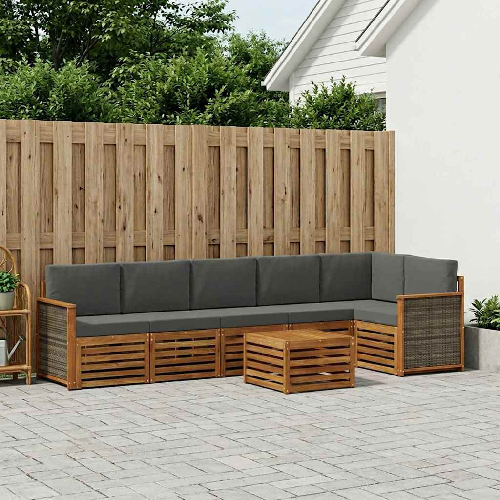 vidaXL Ecksofa Set mit Kissen 6 pcs Natur und Anthrazit