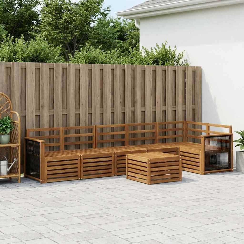 vidaXL Ecksofa Set 6 pcs Natur Massivholz Akazie