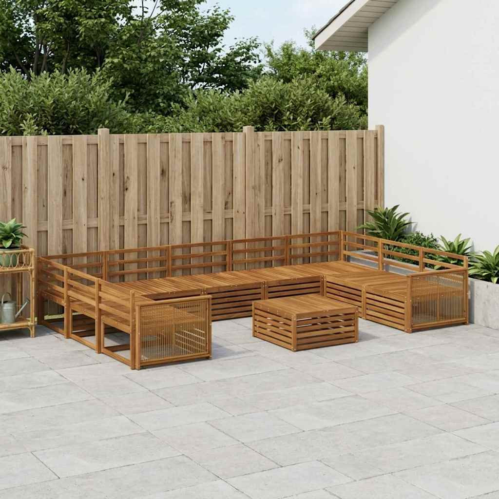 vidaXL Outdoor-Sofagarnitur 10 pcs Natur Massivholz Akazie