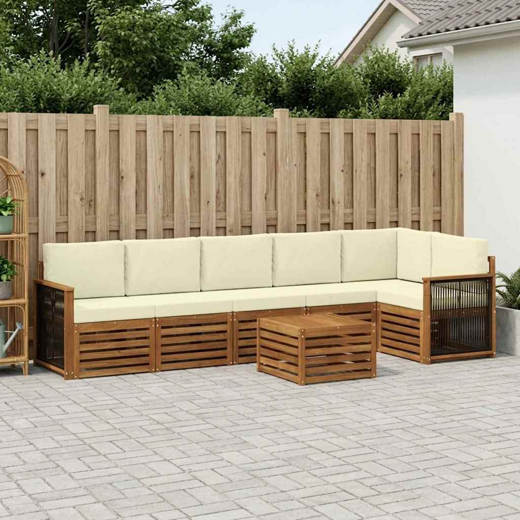vidaXL Ecksofa Set mit Kissen 6 pcs Natur und Creme