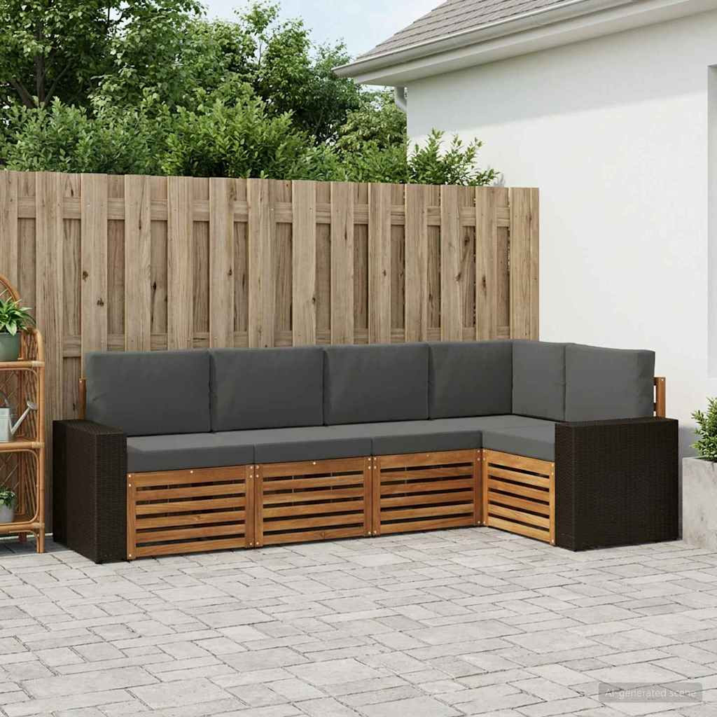 vidaXL Ecksofa Set 5 pcs Natur und Anthrazit Massivholz Akazie