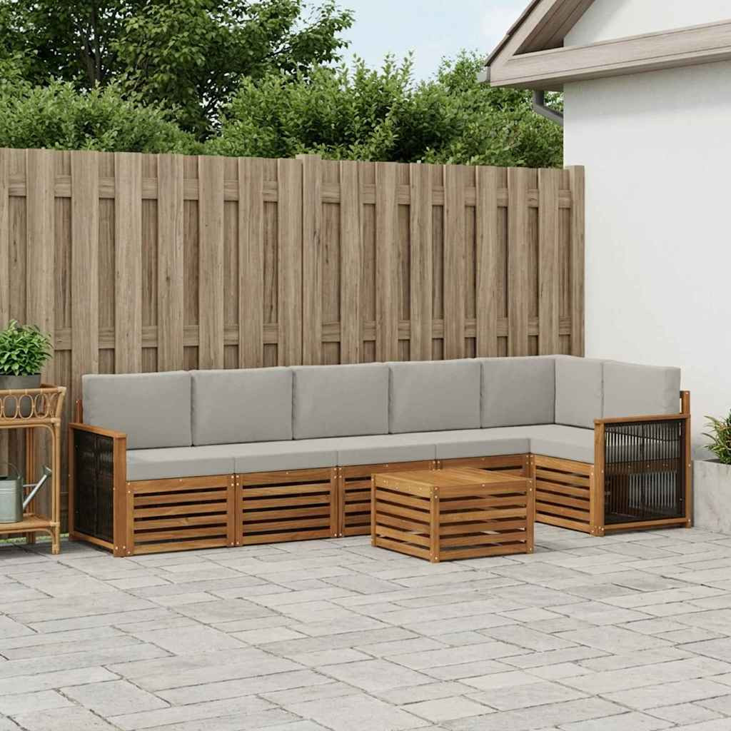 vidaXL Ecksofa Set mit Kissen 6 pcs Natürlich und Hellgrau