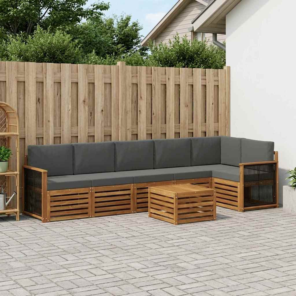 vidaXL Ecksofa Set mit Kissen 6 pcs Natur und Anthrazit