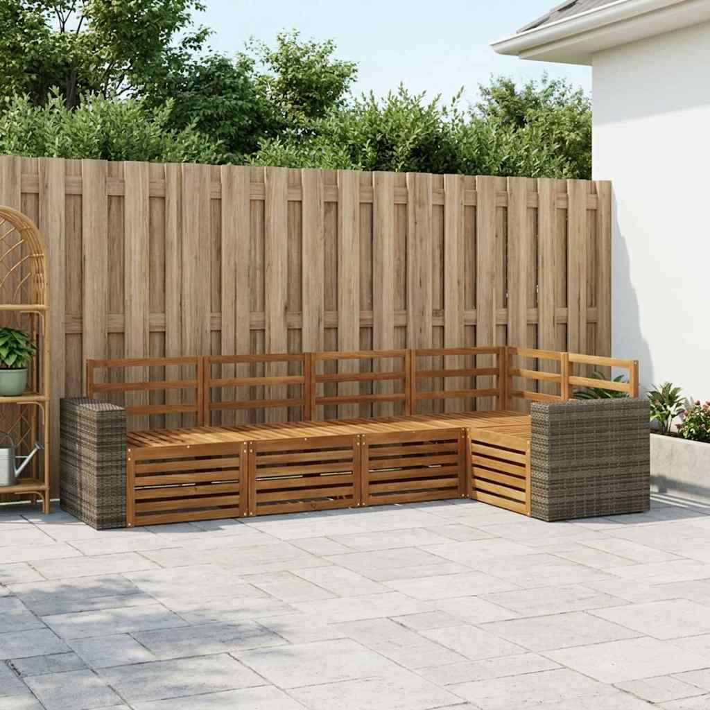 vidaXL Ecksofa Set 5 pcs Natur Massivholz Akazie