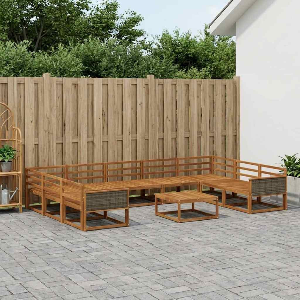 vidaXL Outdoor-Sofagarnitur 10 pcs Natur Massivholz Akazie