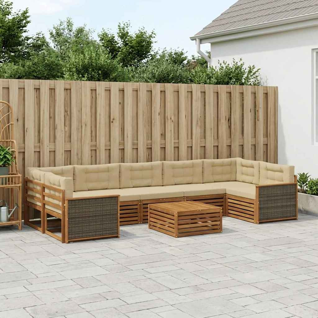 vidaXL Outdoor-Sofagarnitur mit Kissen 8 pcs Natur und Beige