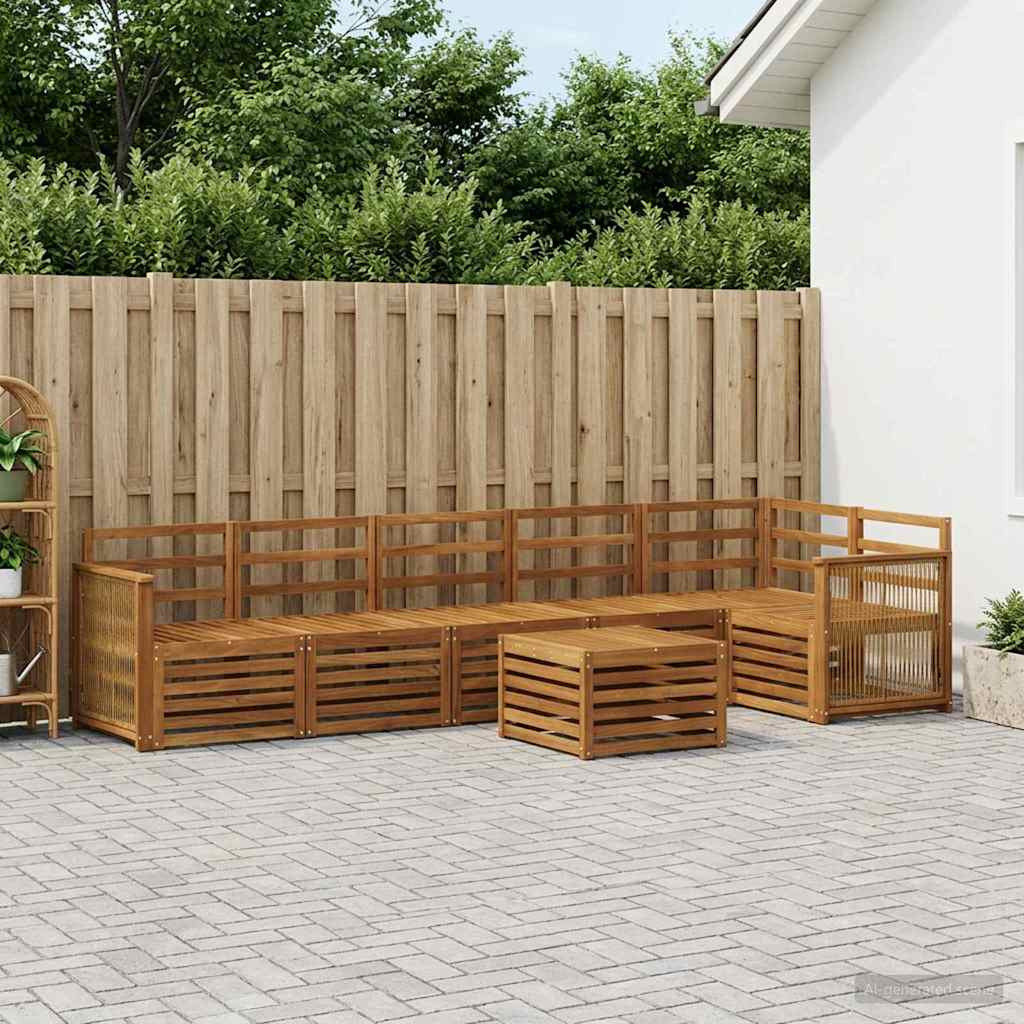 vidaXL Ecksofa Set 6 pcs Natur Massivholz Akazie