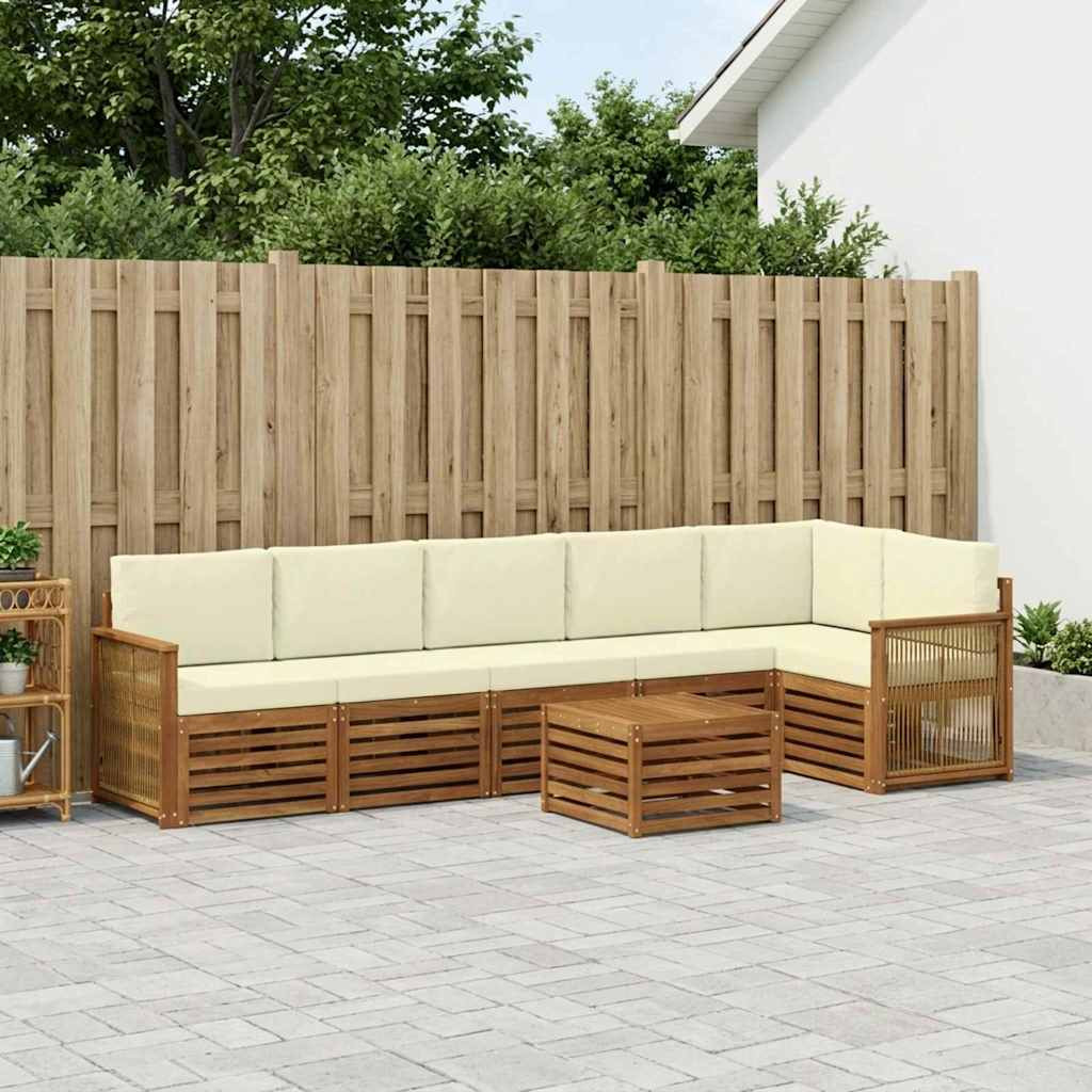 vidaXL Ecksofa Set mit Kissen 6 pcs Natur und Creme