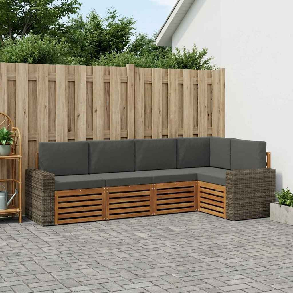 vidaXL Ecksofa Set 5 pcs Natur und Anthrazit Massivholz Akazie