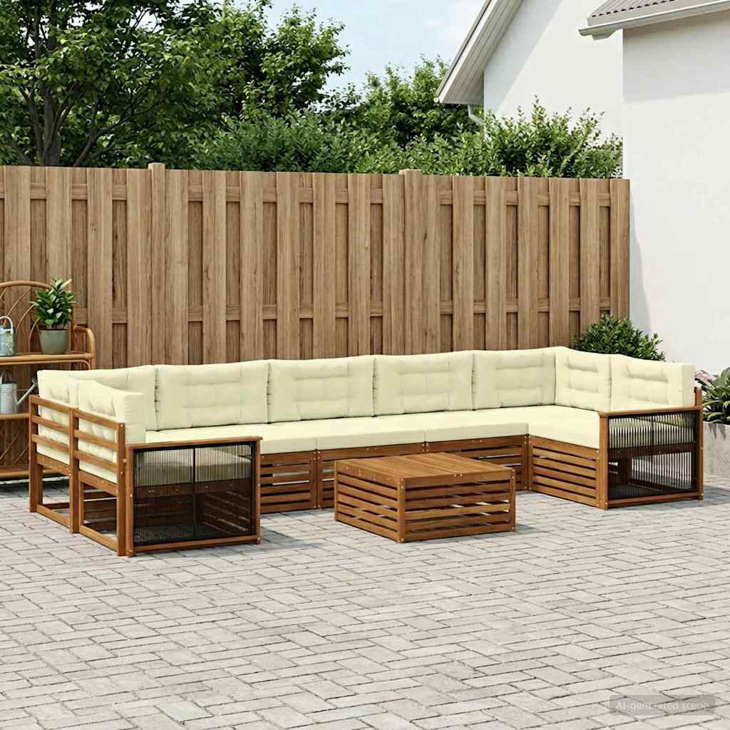 vidaXL Outdoor-Sofagarnitur mit Kissen 8 pcs Natur und Creme