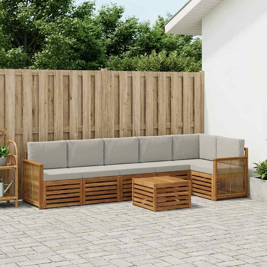 vidaXL Ecksofa Set mit Kissen 6 pcs Natürlich und Hellgrau