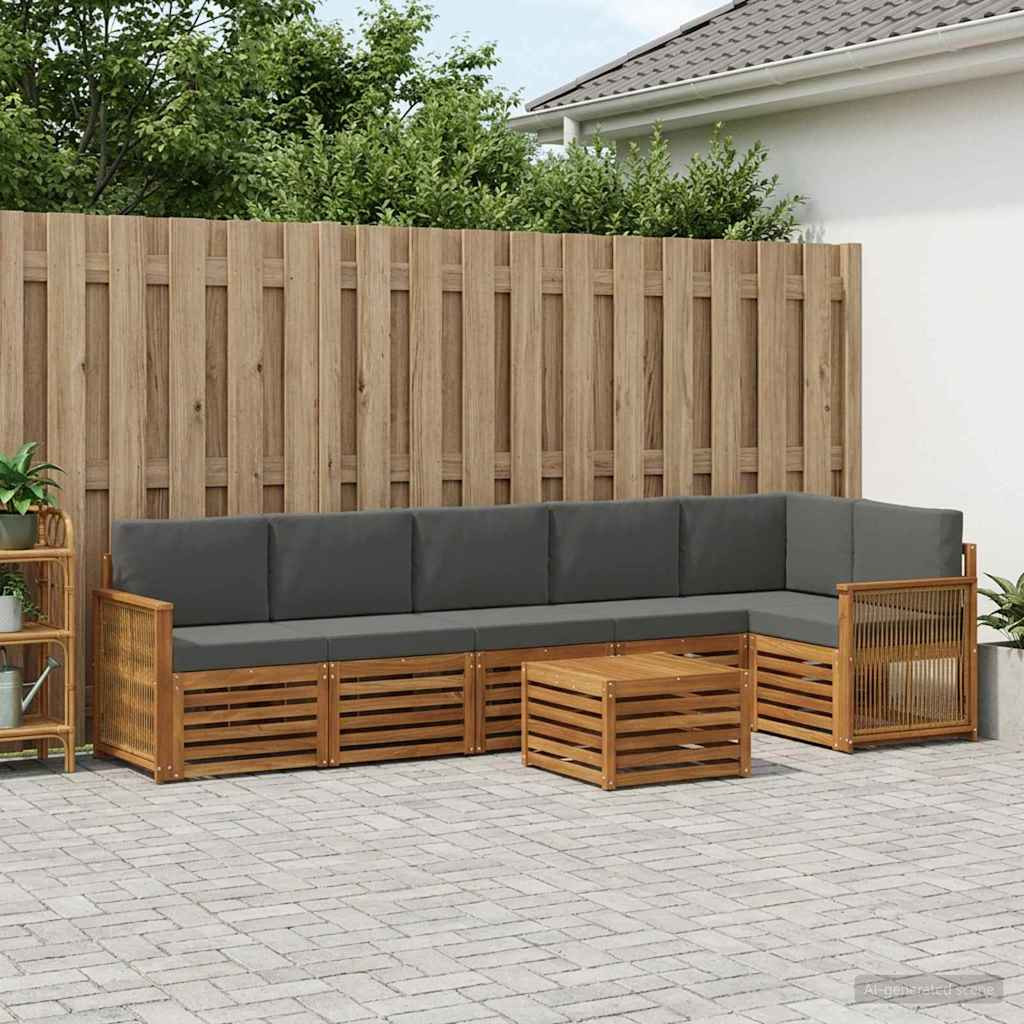 vidaXL Ecksofa Set mit Kissen 6 pcs Natur und Anthrazit