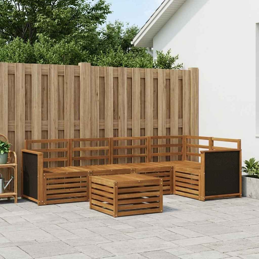 vidaXL Ecksofa Set 5 pcs Natur Massivholz Akazie
