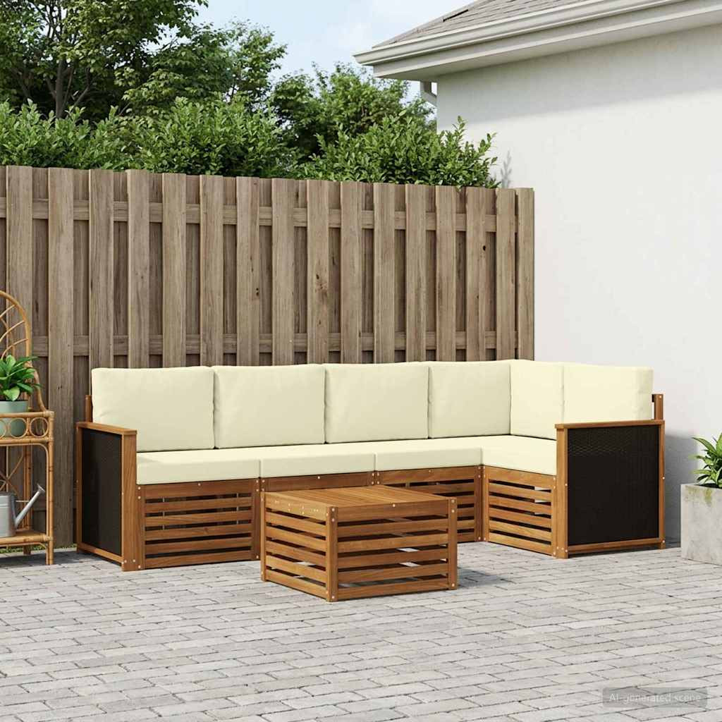 vidaXL Ecksofa Set mit Kissen 5 pcs Natur und Creme