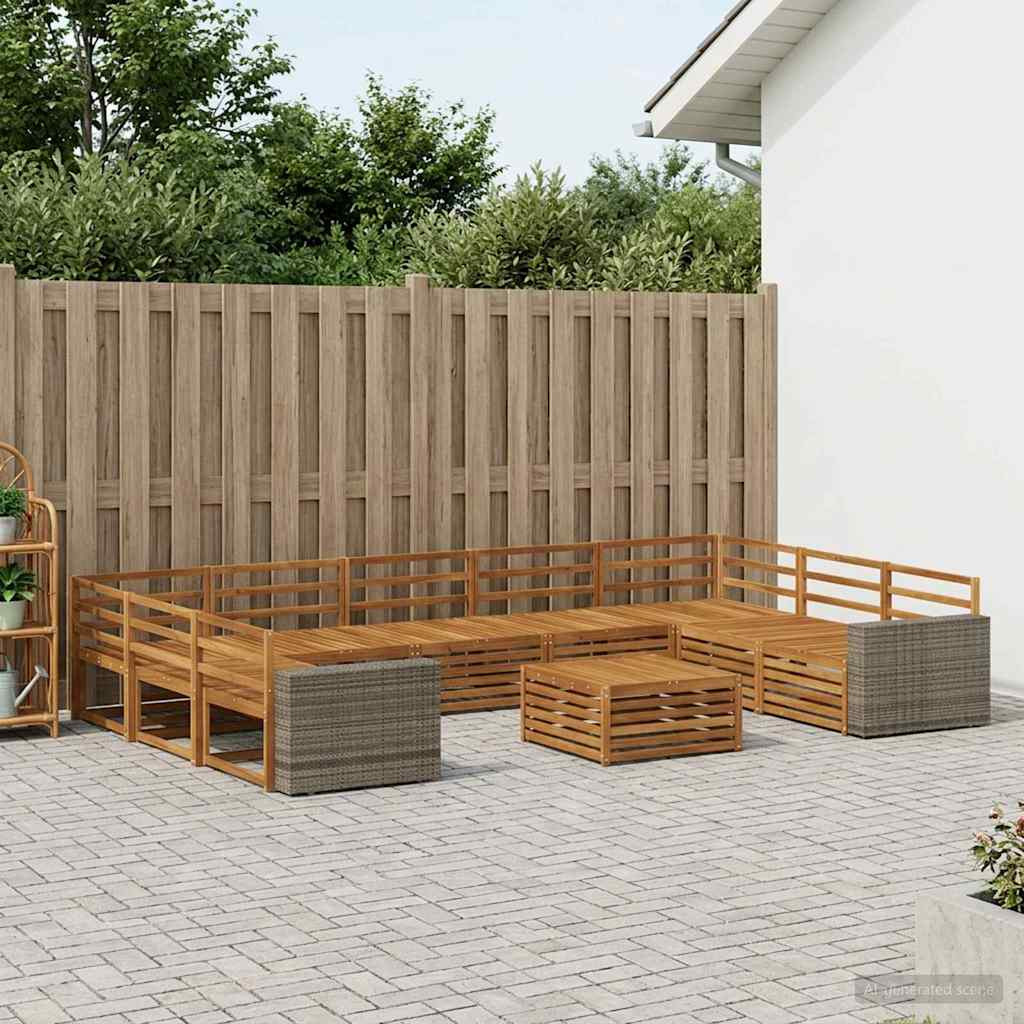 vidaXL Outdoor-Sofagarnitur 10 pcs Natur Massivholz Akazie