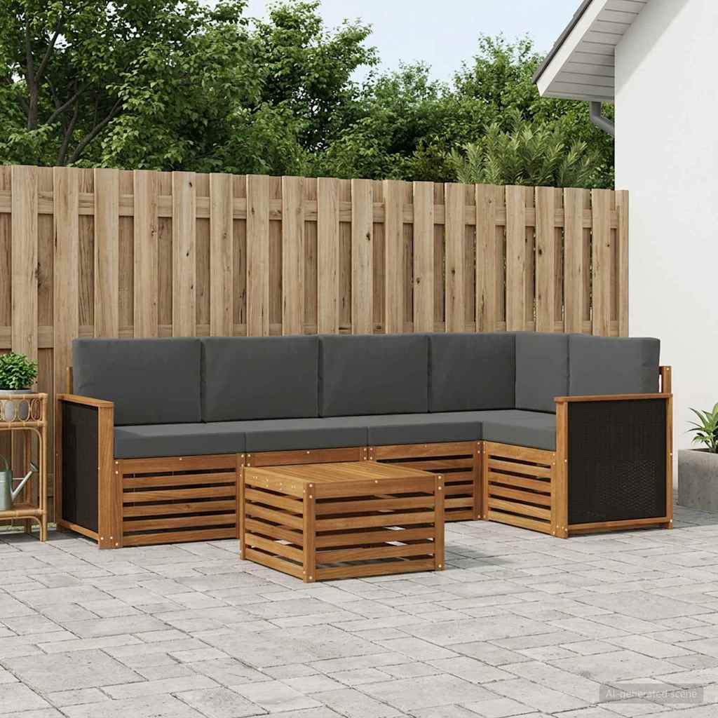 vidaXL Ecksofa Set mit Kissen 5 pcs Natur und Anthrazit
