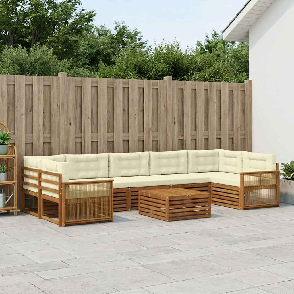 vidaXL Outdoor-Sofagarnitur mit Kissen 8 pcs Natur und Creme